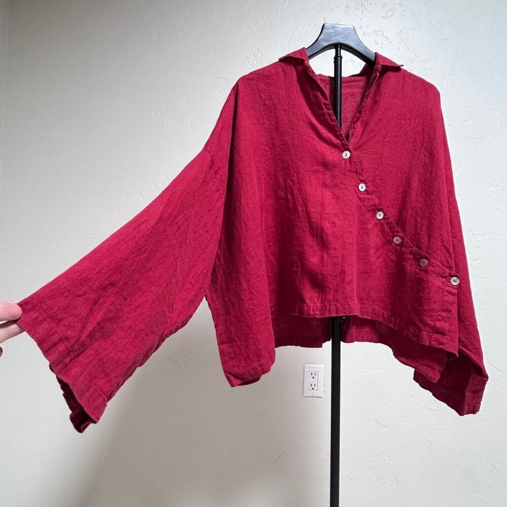 Blanque Linen Jacket Oversized Rust Red Top Capsule Womens 2 / M / L USA